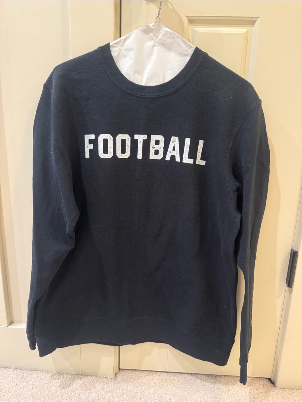 Woman’s Black 'Football' Crewneck Sweatshirt